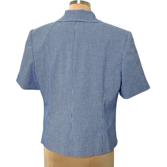 Napa Studio Button Jacket Size 12 Blue Check Embroidered Accents Lined 90s Vtg - Picture 3 of 10